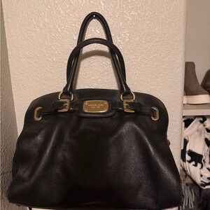 Michael Kors Black Satchel with Gold Accents